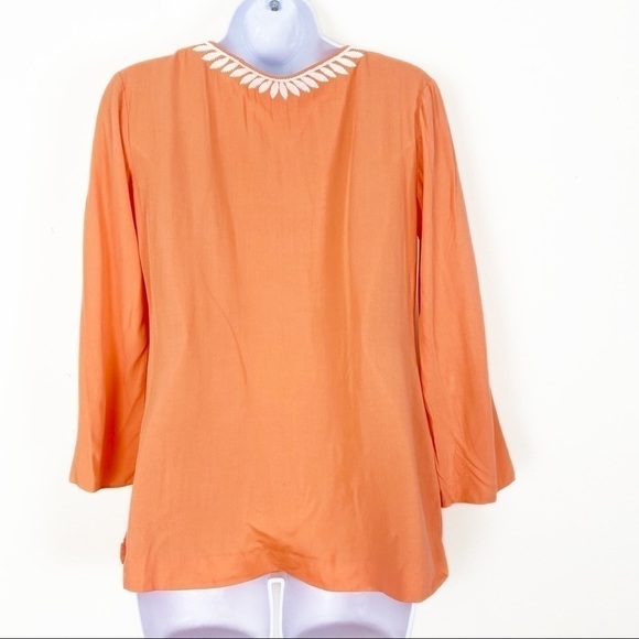 LILLY PULITZER Charlotte Tunic Top Coral Orange Embroidered Elephants Size XS - Picture 5 of 10